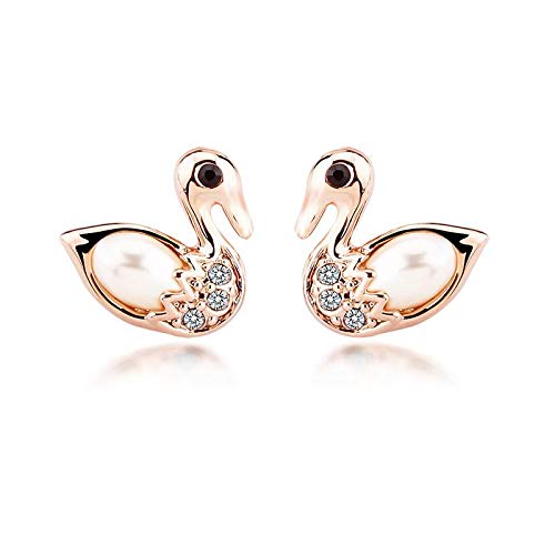 ZMC Women's Rose Gold Plated Alloy Austrian Crystals and Imitation Pearls Stud Earrings, Rose Gold/White freeshipping - ZMC STORE