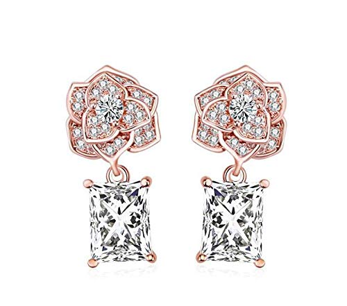 ZMC Women's Rose Gold Plated Alloy Austrian Crystals Drop Earrings, Rose Gold/White freeshipping - ZMC STORE