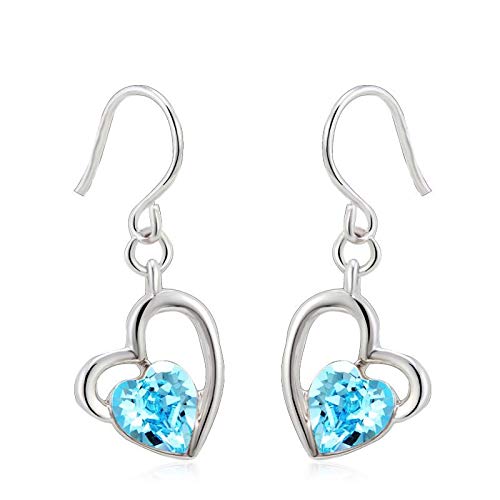 ZMC Women's Rhodium Plated Swarovski Crystals Dangle Earrings, Silver/Ocean freeshipping - ZMC STORE