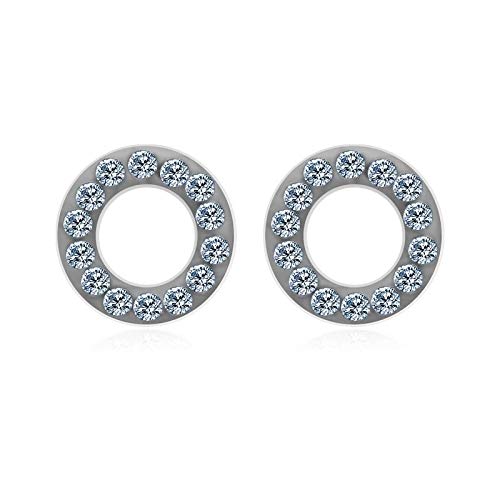 ZMC Women's Rhodium Plated Alloy Austrian Crystals Stud Earrings, Silver/Blue freeshipping - ZMC STORE