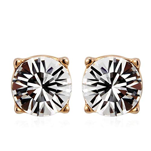 ZMC Women's 18K Plated Swarovski Crystals Stud Earrings, White - ZMC STORE