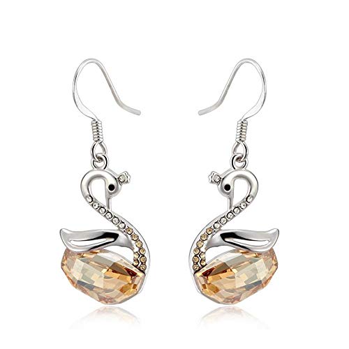 ZMC Women's Rhodium Plated Swarovski and Austrian Crystals Dangle Earrings, Silver/Light Rose freeshipping - ZMC STORE