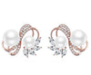 ZMC Women's Rose Gold Plated Alloy Austrian Crystals and Imitation Pearls Stud Earrings, Rose Gold/White freeshipping - ZMC STORE