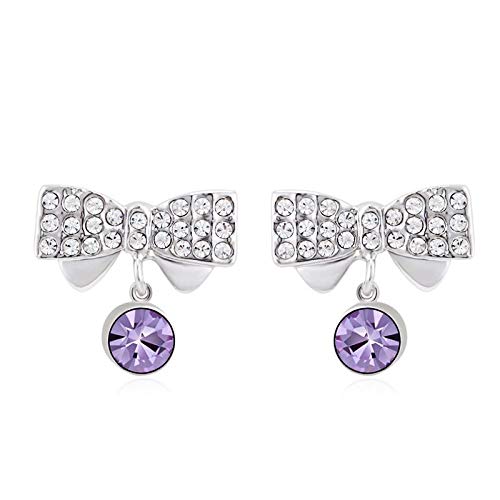ZMC Women's Rhodium Plated Alloy Swarovski and Austrian Crystals Stud Earrings, Silver/Violet freeshipping - ZMC STORE