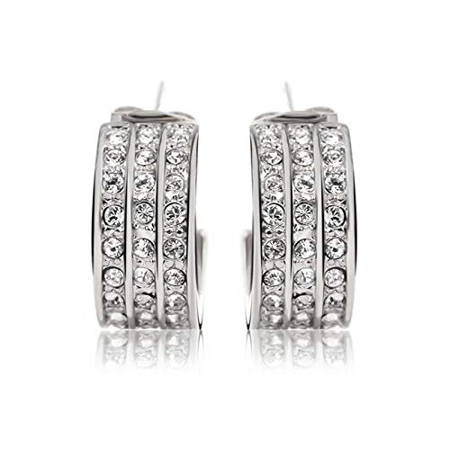 ZMC Women's Rhodium Plated Alloy Austrian Crystals Stud Earrings, Silver/White freeshipping - ZMC STORE