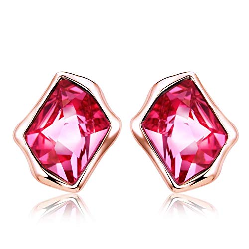 ZMC Women's Rose Gold Plated Alloy Swarovski Crystals Stud Earrings, Rose Gold/Light Purple - ZMC STORE