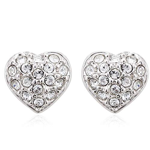ZMC Women's Rhodium Plated Alloy Austrian Crystals Stud Earrings, Silver/White freeshipping - ZMC STORE