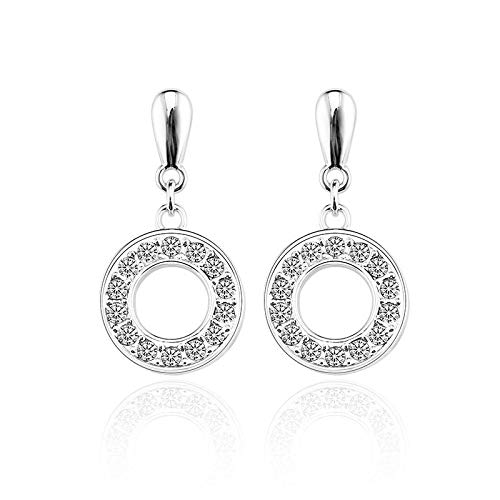 ZMC Women's Rhodium Plated Alloy Austrian Crystals Dangle Earrings, Silver/White freeshipping - ZMC STORE