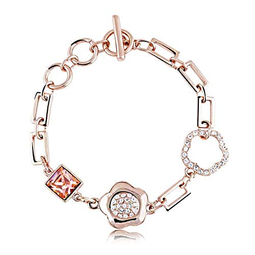 ZMC Rose Gold Plated Swarovski Crystals and Austrian Crystals Chain Bracelet for Women - ZMC STORE