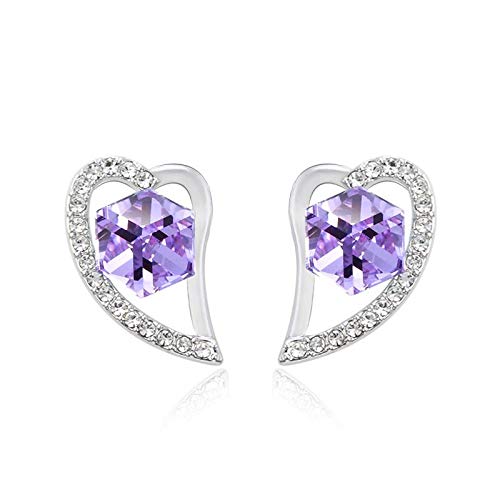 ZMC Women's Rhodium Plated Alloy Swarovski and Austrian Crystals Stud Earrings, Silver/Violet freeshipping - ZMC STORE