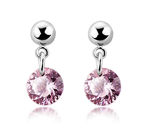 ZMC Women's Rhodium Plated Alloy Swarovski Crystals Drop Earrings, Silver/Light Rose freeshipping - ZMC STORE
