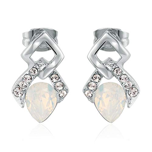 ZMC Women's Rhodium Plated Swarovski and Austrian Crystals Stud Earrings, Silver/ freeshipping - ZMC STORE