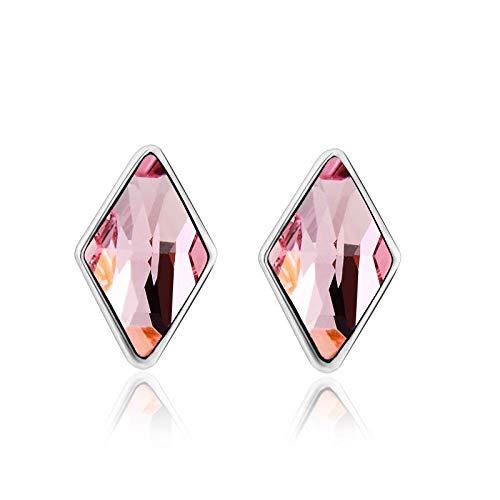 ZMC Women's Rhodium Plated Swarovski Crystals Stud Earrings, Silver/Light Rose freeshipping - ZMC STORE
