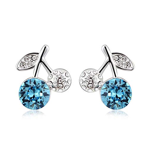 ZMC Women's Rhodium Plated Swarovski and Austrian Crystals Stud Earrings, Silver/Ocean freeshipping - ZMC STORE