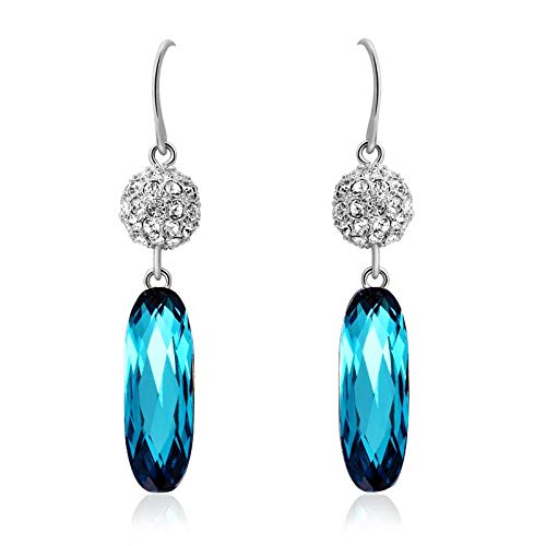 ZMC Women's Rhodium Plated Alloy Swarovski and Austrian Crystals Dangle Earrings, Silver/Colorful Blue freeshipping - ZMC STORE