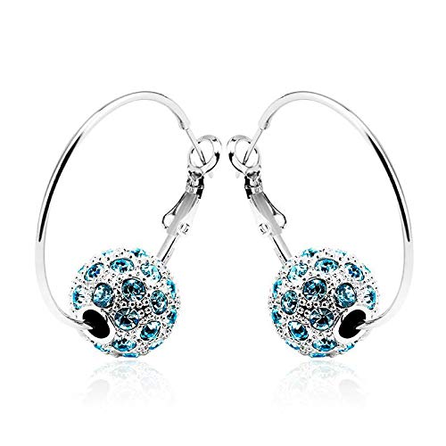 ZMC Women's Rhodium Plated Swarovski and Austrian Crystals Hoop Earrings, Silver/Hot freeshipping - ZMC STORE