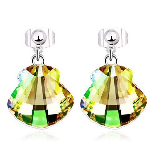 ZMC Women's Rhodium Plated Alloy Swarovski Crystals Stud Earrings, Silver/Yellow freeshipping - ZMC STORE