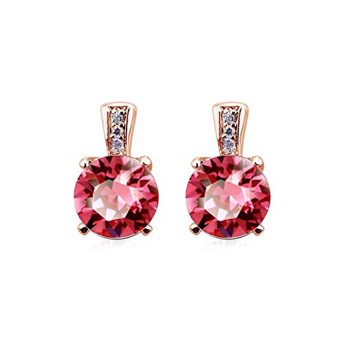 ZMC Women's Rose Gold Plated Alloy Swarovski Crystals Stud Earrings, Rose Gold/Pink - ZMC STORE