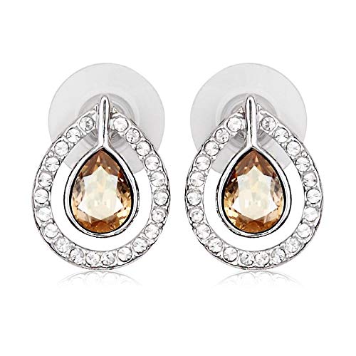 ZMC Women's Rhodium Plated Swarovski and Austrian Crystals Stud Earrings, Silver/ freeshipping - ZMC STORE