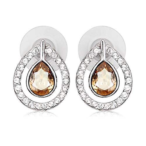 ZMC Women's Rhodium Plated Swarovski and Austrian Crystals Stud Earrings, Silver/ freeshipping - ZMC STORE