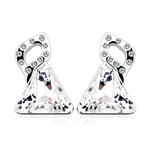 ZMC Women's Rhodium Plated Alloy Swarovski and Austrian Crystals Stud Earrings, Silver/White freeshipping - ZMC STORE