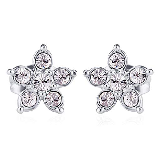 ZMC Women's Rhodium Plated Austrian Crystals Stud Earrings, White freeshipping - ZMC STORE