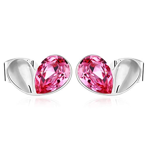 ZMC Women's Rhodium Plated Swarovski Crystals Stud Earrings, Silver/Hot freeshipping - ZMC STORE