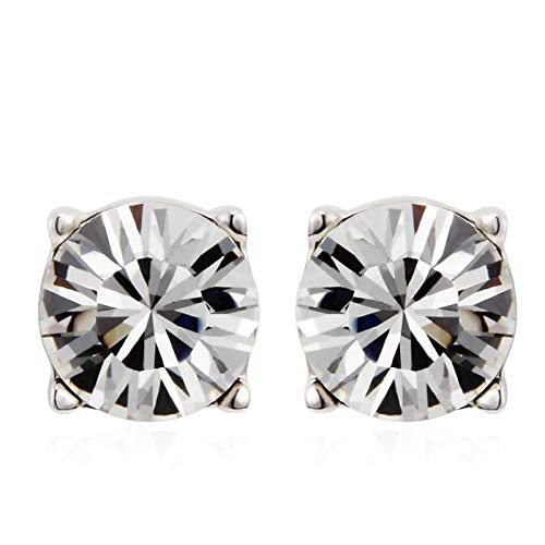 ZMC Women's 18K Plated Swarovski Crystals Stud Earrings, White - ZMC STORE