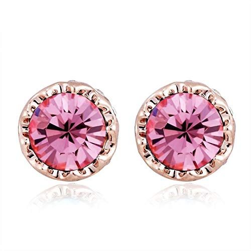 ZMC Women's Rose Gold Plated Swarovski Crystals Stud Earrings, Rose Gold/Light Rose - ZMC STORE