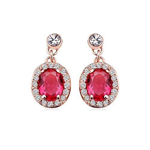 ZMC Women's Rose Gold Plated Alloy Swarovski and Austrian Crystals Dangle Earrings, Rose Gold/Purplish Red freeshipping - ZMC STORE