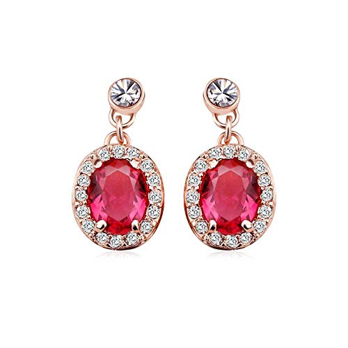 ZMC Women's Rose Gold Plated Alloy Swarovski and Austrian Crystals Dangle Earrings, Rose Gold/Purplish Red freeshipping - ZMC STORE