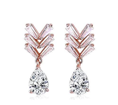 ZMC Women's Rose Gold Plated Alloy Austrian Crystals and Swarovski Crystals Stud Earrings, Rose Gold/White freeshipping - ZMC STORE