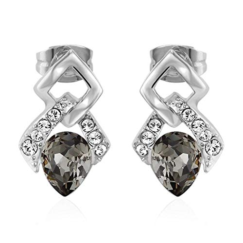 ZMC Women's Rhodium Plated Swarovski and Austrian Crystals Stud Earrings, Silver/ freeshipping - ZMC STORE