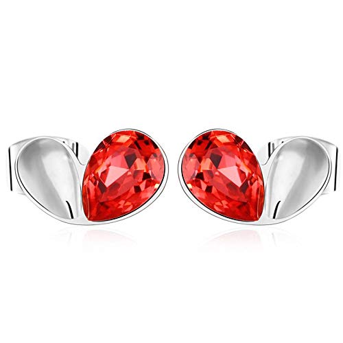 ZMC Women's Rhodium Plated Swarovski Crystals Stud Earrings, Silver/Hot freeshipping - ZMC STORE