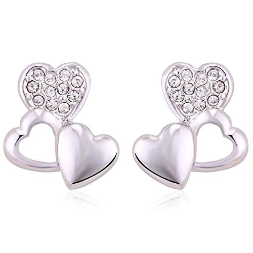 ZMC Women's Rhodium Plated Austrian Crystals Stud Earrings, White freeshipping - ZMC STORE