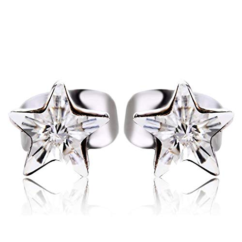ZMC Women's Rhodium Plated Alloy Austrian Crystals Stud Earrings, Silver/White freeshipping - ZMC STORE