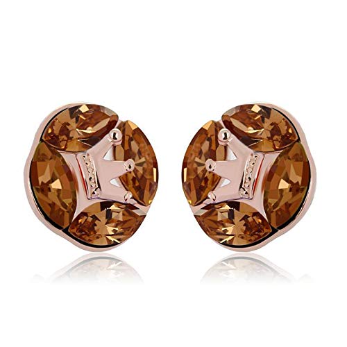 ZMC Women's Rose Gold Plated Alloy Swarovski Crystals Stud Earrings, Rose Gold/Yellow - ZMC STORE