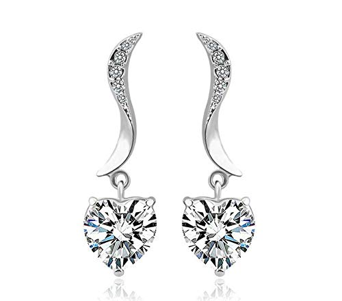 ZMC Women's Rhodium Plated Alloy Swarovski Crystals Drop Earrings, Silver/White freeshipping - ZMC STORE