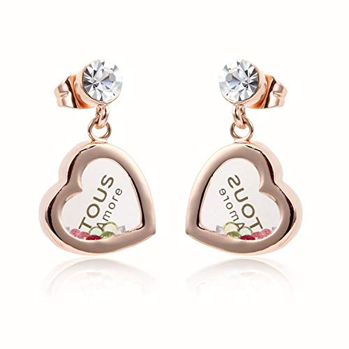 ZMC Women's Rose Gold Plated Alloy Swarovski Crystals Dangle Earrings, Rose Gold/White - ZMC STORE