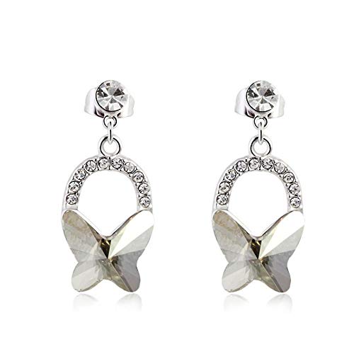 ZMC Women's Rhodium Plated Swarovski and Austrian Crystals Dangle Earrings, Silver/Champagne freeshipping - ZMC STORE