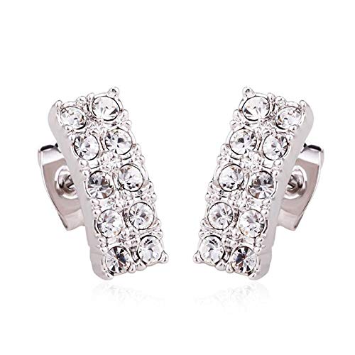 ZMC Women's Rhodium Plated Austrian Crystals Stud Earrings, White freeshipping - ZMC STORE