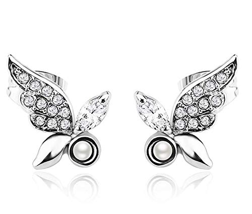 ZMC Women's Rose Gold Plated Austrian Crystals Stud Earrings, Rose Gold/Red - ZMC STORE