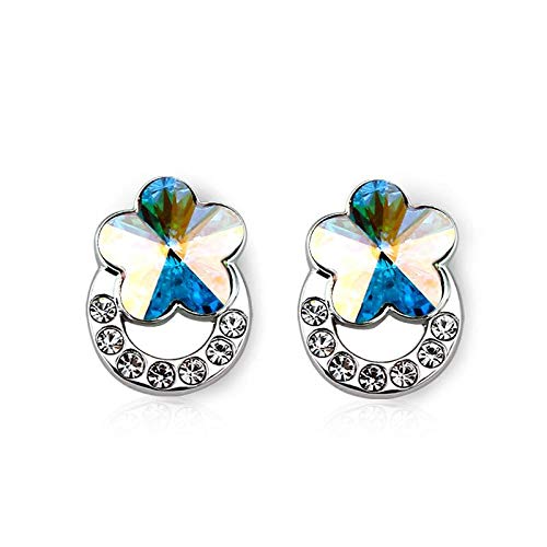 ZMC Women's Rhodium Plated Alloy Swarovski Crystals and Austrian Crystals Stud Earrings, Multi Color freeshipping - ZMC STORE