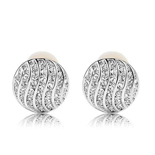 ZMC Women's Rhodium Plated Alloy Austrian Crystals Stud Earrings, Silver/White freeshipping - ZMC STORE