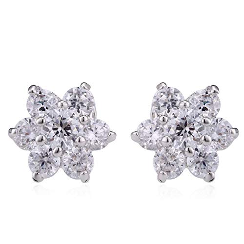 ZMC Women's Rhodium Plated Alloy Swarovski Crystals Stud Earrings, Silver/White freeshipping - ZMC STORE