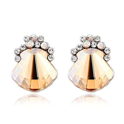 ZMC Women's Rhodium Plated Alloy Swarovski and Austrian Crystals Stud Earrings, Silver/Champagne freeshipping - ZMC STORE