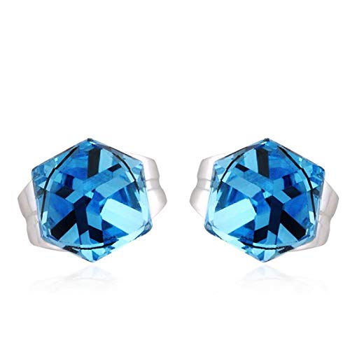 ZMC Women's Rhodium Plated Swarovski Crystals Stud Earrings, Silver/Ocean freeshipping - ZMC STORE