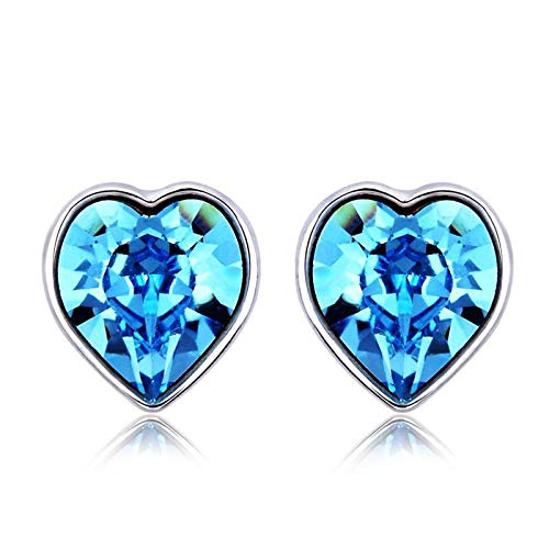 ZMC Women's Rhodium Plated Swarovski Crystals Stud Earrings, Silver/Ocean freeshipping - ZMC STORE