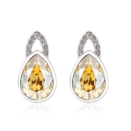 ZMC Women's Rhodium Plated Swarovski and Austrian Crystals Stud Earrings, Silver/Ocean freeshipping - ZMC STORE
