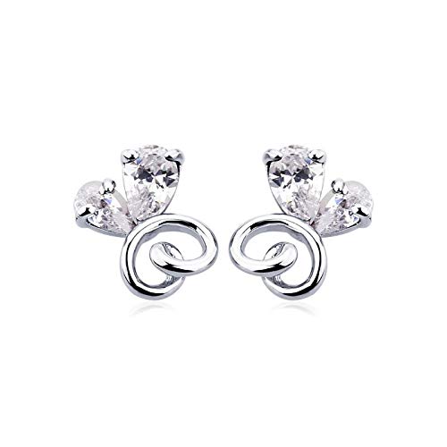 ZMC Women's Rhodium Plated Alloy Austrian Crystals Stud Earrings, Silver/White freeshipping - ZMC STORE